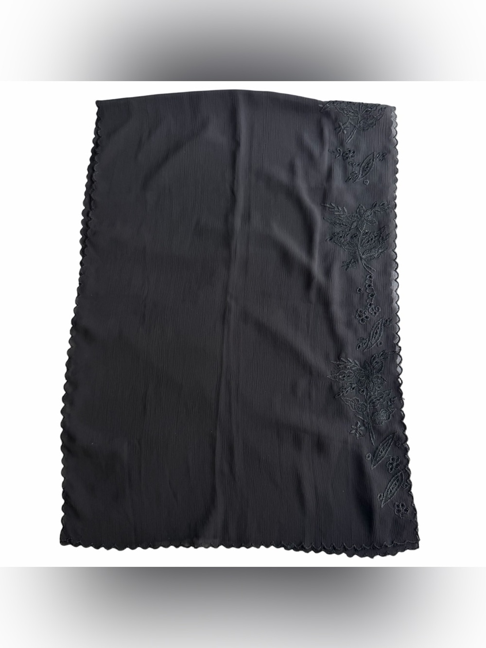 Black Embroidered Scarf Shawl / Hijab